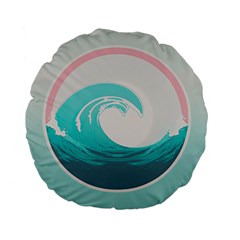 Tidal Wave Ocean Sea Tsunami Wave Minimalist Standard 15  Premium Flano Round Cushions by uniart180623