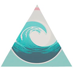 Tidal Wave Ocean Sea Tsunami Wave Minimalist Wooden Puzzle Triangle by uniart180623