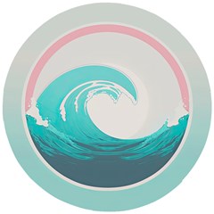 Tidal Wave Ocean Sea Tsunami Wave Minimalist Wooden Puzzle Round by uniart180623