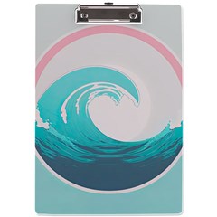 Tidal Wave Ocean Sea Tsunami Wave Minimalist A4 Acrylic Clipboard by uniart180623