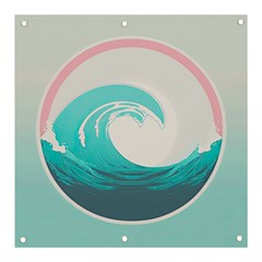 Tidal Wave Ocean Sea Tsunami Wave Minimalist Banner And Sign 3  X 3  by uniart180623