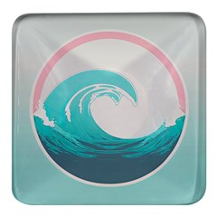 Tidal Wave Ocean Sea Tsunami Wave Minimalist Square Glass Fridge Magnet (4 Pack) by uniart180623