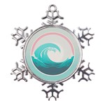 Tidal Wave Ocean Sea Tsunami Wave Minimalist Metal Large Snowflake Ornament Front