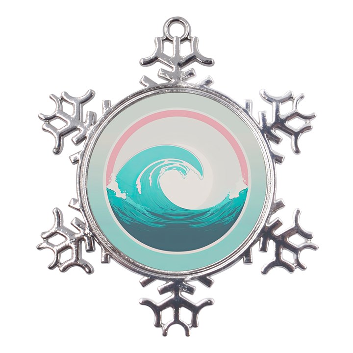 Tidal Wave Ocean Sea Tsunami Wave Minimalist Metal Large Snowflake Ornament