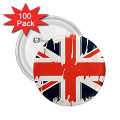 Union Jack England Uk United Kingdom London 2 25  Buttons (100 Pack)  by uniart180623