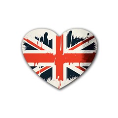 Union Jack England Uk United Kingdom London Rubber Coaster (heart) by uniart180623