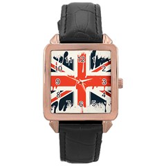 Union Jack England Uk United Kingdom London Rose Gold Leather Watch  by uniart180623