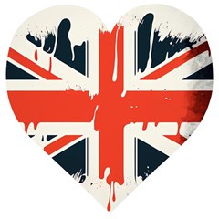 Union Jack England Uk United Kingdom London Wooden Puzzle Heart by uniart180623