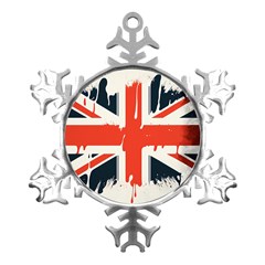 Union Jack England Uk United Kingdom London Metal Small Snowflake Ornament by uniart180623