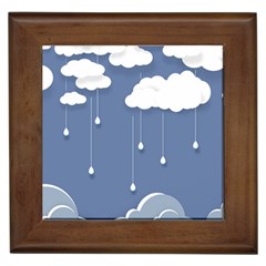 Clouds Rain Paper Raindrops Weather Sky Raining Framed Tile by uniart180623