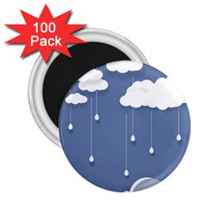 Clouds Rain Paper Raindrops Weather Sky Raining 2 25  Magnets (100 Pack)  by uniart180623