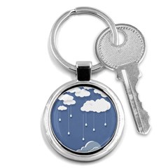 Clouds Rain Paper Raindrops Weather Sky Raining Key Chain (round) by uniart180623