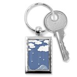 Clouds Rain Paper Raindrops Weather Sky Raining Key Chain (Rectangle) Front