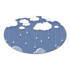 Clouds Rain Paper Raindrops Weather Sky Raining Oval Magnet by uniart180623