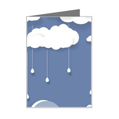 Clouds Rain Paper Raindrops Weather Sky Raining Mini Greeting Card by uniart180623