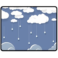 Clouds Rain Paper Raindrops Weather Sky Raining Fleece Blanket (medium) by uniart180623