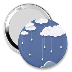 Clouds Rain Paper Raindrops Weather Sky Raining 3  Handbag Mirrors by uniart180623