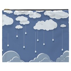 Clouds Rain Paper Raindrops Weather Sky Raining Cosmetic Bag (xxxl) by uniart180623