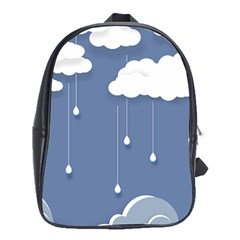 Clouds Rain Paper Raindrops Weather Sky Raining School Bag (xl) by uniart180623