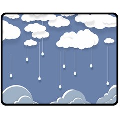 Clouds Rain Paper Raindrops Weather Sky Raining Two Sides Fleece Blanket (medium) by uniart180623