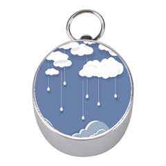 Clouds Rain Paper Raindrops Weather Sky Raining Mini Silver Compasses by uniart180623