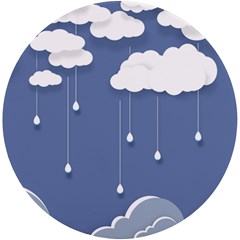 Clouds Rain Paper Raindrops Weather Sky Raining Uv Print Round Tile Coaster by uniart180623