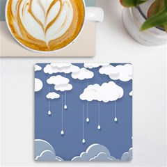 Clouds Rain Paper Raindrops Weather Sky Raining Uv Print Square Tile Coaster  by uniart180623