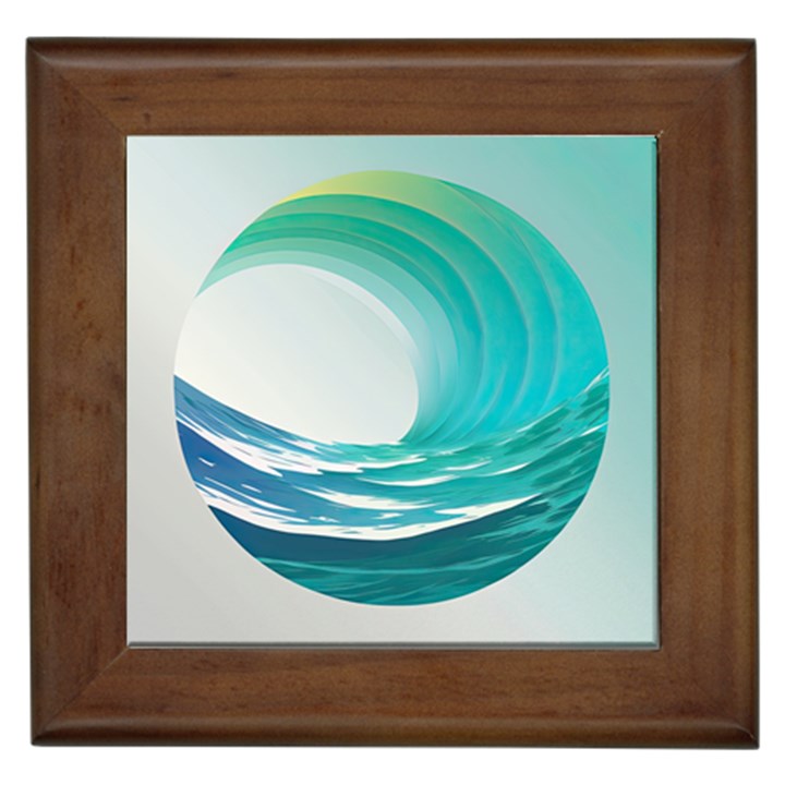 Tsunami Tidal Wave Wave Minimalist Ocean Sea Framed Tile