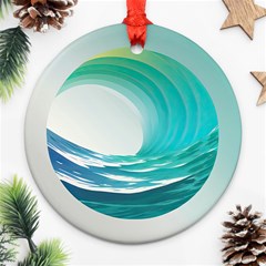 Tsunami Tidal Wave Wave Minimalist Ocean Sea Ornament (round) by uniart180623