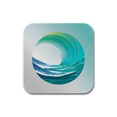 Tsunami Tidal Wave Wave Minimalist Ocean Sea Rubber Square Coaster (4 Pack) by uniart180623