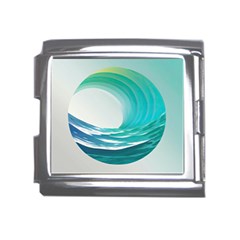 Tsunami Tidal Wave Wave Minimalist Ocean Sea Mega Link Italian Charm (18mm) by uniart180623