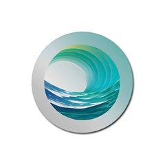 Tsunami Tidal Wave Wave Minimalist Ocean Sea Rubber Round Coaster (4 Pack) by uniart180623