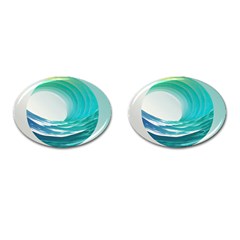 Tsunami Tidal Wave Wave Minimalist Ocean Sea Cufflinks (oval) by uniart180623