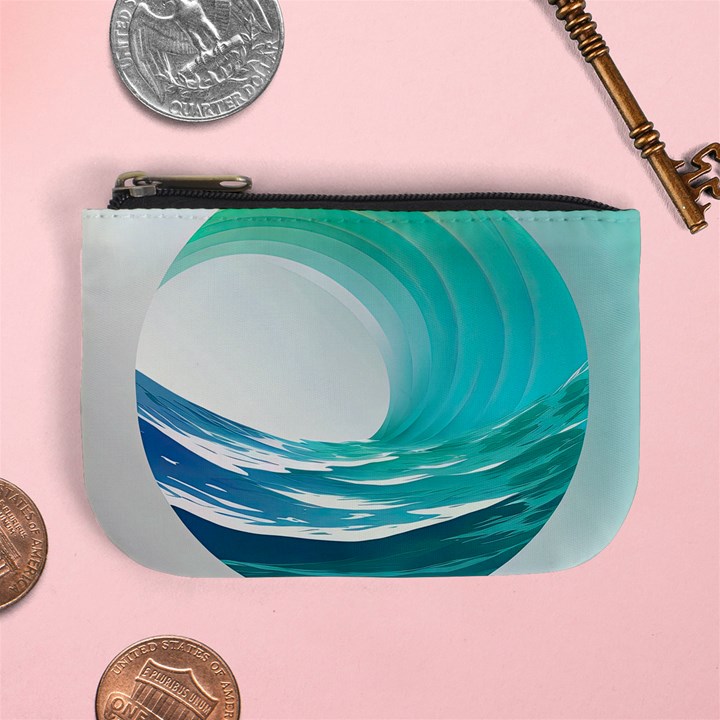 Tsunami Tidal Wave Wave Minimalist Ocean Sea Mini Coin Purse