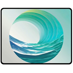 Tsunami Tidal Wave Wave Minimalist Ocean Sea Fleece Blanket (medium) by uniart180623