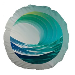 Tsunami Tidal Wave Wave Minimalist Ocean Sea Large 18  Premium Round Cushions by uniart180623