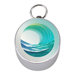 Tsunami Tidal Wave Wave Minimalist Ocean Sea Mini Silver Compasses by uniart180623