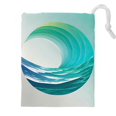 Tsunami Tidal Wave Wave Minimalist Ocean Sea Drawstring Pouch (5xl) by uniart180623