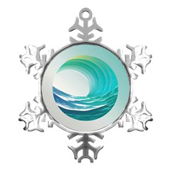 Tsunami Tidal Wave Wave Minimalist Ocean Sea Metal Small Snowflake Ornament by uniart180623