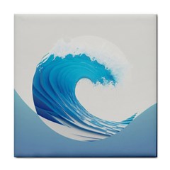 Wave Tsunami Tidal Wave Ocean Sea Water Tile Coaster by uniart180623