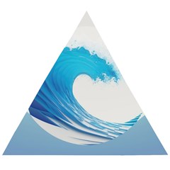 Wave Tsunami Tidal Wave Ocean Sea Water Wooden Puzzle Triangle by uniart180623