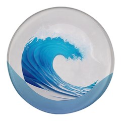 Wave Tsunami Tidal Wave Ocean Sea Water Round Glass Fridge Magnet (4 Pack) by uniart180623