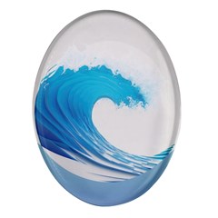 Wave Tsunami Tidal Wave Ocean Sea Water Oval Glass Fridge Magnet (4 Pack) by uniart180623