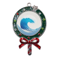 Wave Tsunami Tidal Wave Ocean Sea Water Metal X mas Lollipop With Crystal Ornament by uniart180623