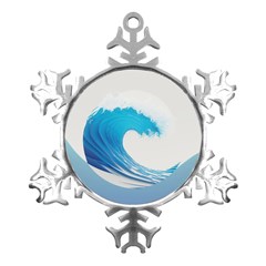 Wave Tsunami Tidal Wave Ocean Sea Water Metal Small Snowflake Ornament by uniart180623