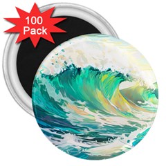 Waves Ocean Sea Tsunami Nautical Painting 3  Magnets (100 Pack) by uniart180623