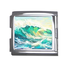 Waves Ocean Sea Tsunami Nautical Painting Mega Link Italian Charm (18mm) by uniart180623