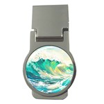 Waves Ocean Sea Tsunami Nautical Painting Money Clips (Round)  Front