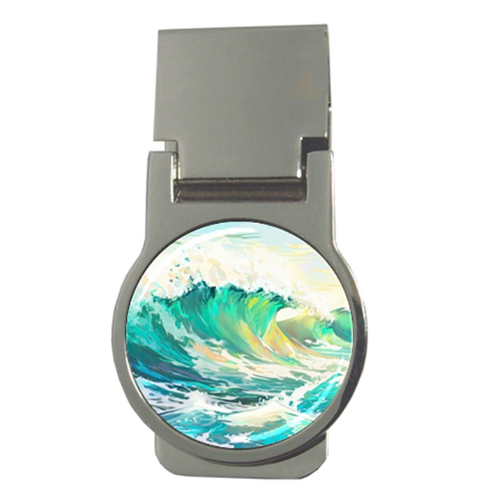 Waves Ocean Sea Tsunami Nautical Painting Money Clips (Round) 