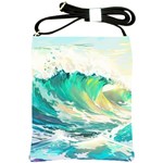 Waves Ocean Sea Tsunami Nautical Painting Shoulder Sling Bag Front